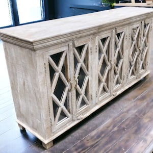 Mirrored Sideboard X Buffet Server Credenza Storage Cabinet Entryway 6 Door