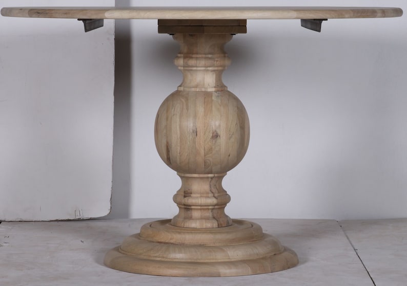 Round Dining Kitchen Table Natural Pine Farmhouse Pedestal - Etsy
