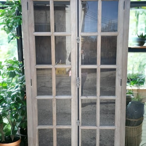 French Country Library Bookcase Glass Cabinet 2 Door China Display Tall Linen Kitchen Dining Driftwood Finish Solid Wood
