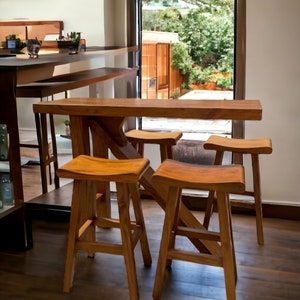 Handmade Solid Wood Counter Bar Set: Southwest Patio Table with 4 Stools