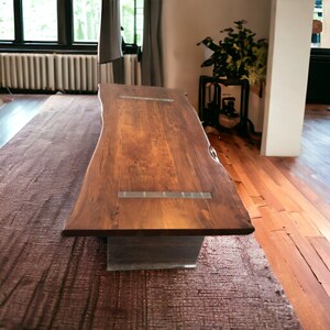 Live Edge Floating Kitchen Dining Table Modern Rectangle Solid Wood ...