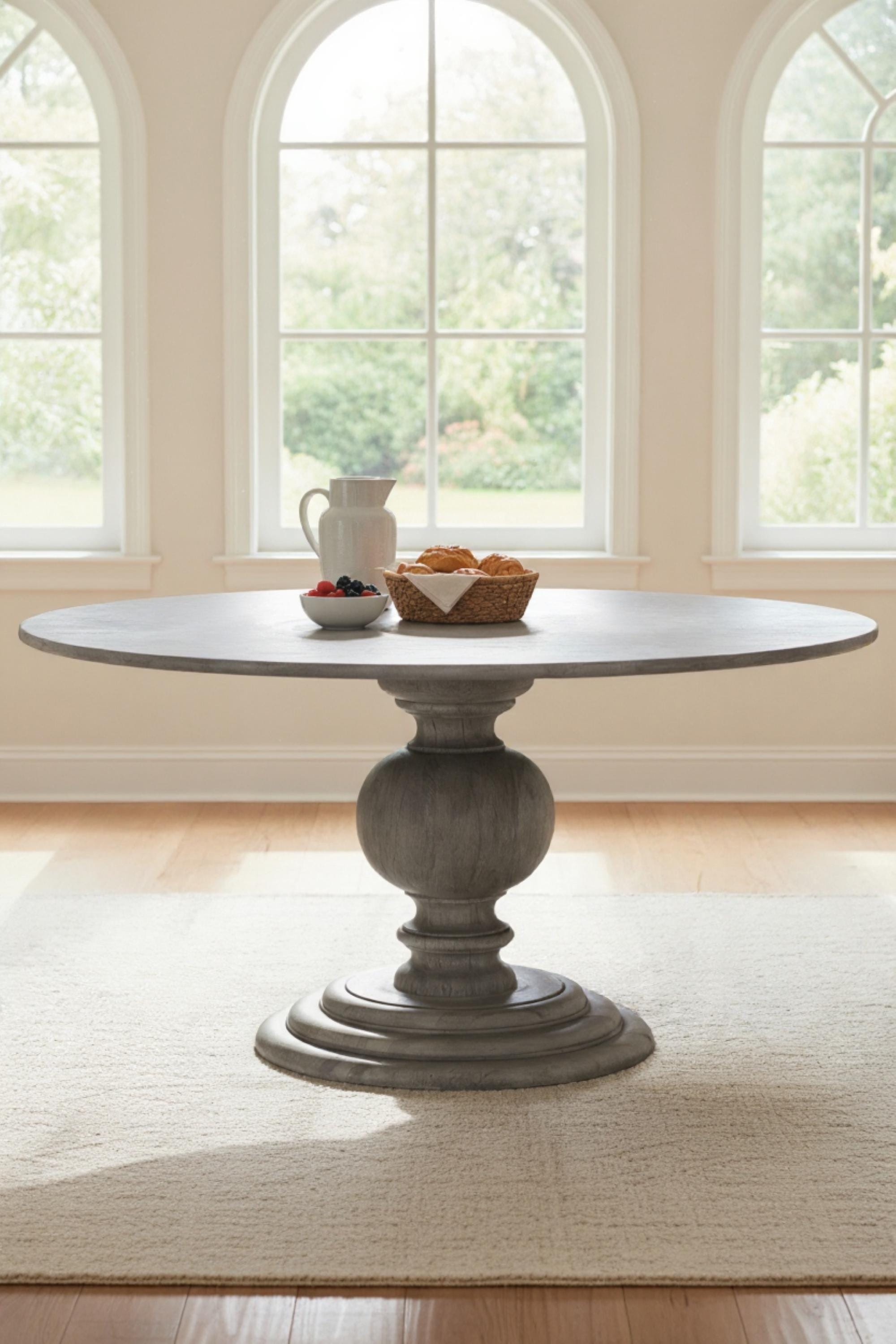 Round Florence Farmhouse Pedestal Table Contemporary Modern Dining Room ...