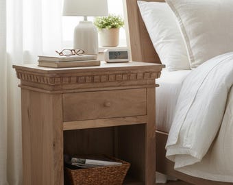 Rustic Pine Nightstands (Pair), French Country Farmhouse End Tables