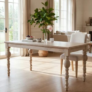 Hand Carved Barcelona Rectangle Large Farmhouse Dining Table Kitchen Den Pedestal Legs  "72"