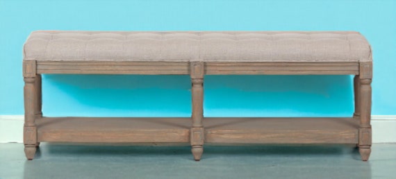 Tufted Jayson Bench With Bottom Shelf Entryway Bed Side Dining Window Bench Etsy