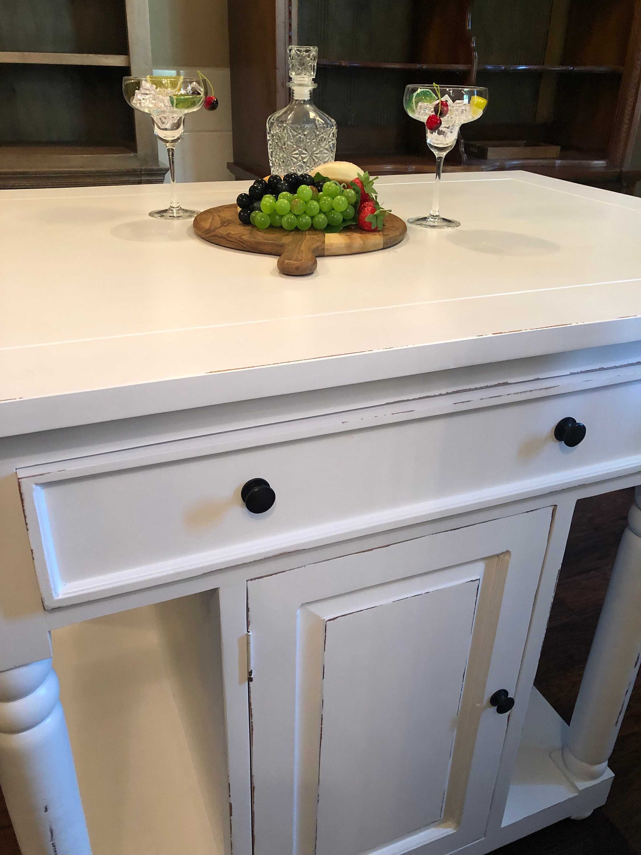 Solid Wood White Country Farmhouse Kitchen Island Shabby Chic Primitive ...