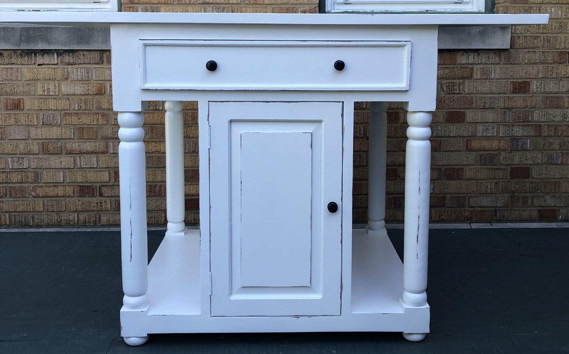 Solid Wood White Country Farmhouse Kitchen Island Shabby Chic Primitive ...