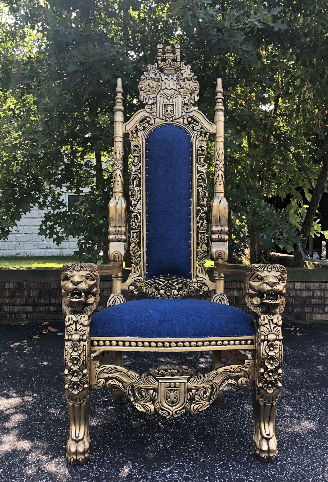 King Queen Throne Chair Gothic Medieval Royal Blue Royal Etsy