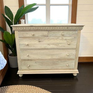 Maxwell Farmhouse 5 Drawer Dresser Chest Large Bedroom Furniture Storage Chest of Drawers Bachelors Chest Coastal