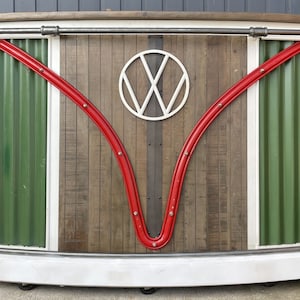 Industrial Bar Cart Volkswagen Storage Large Handcrafted Solid Wood Retro Modern