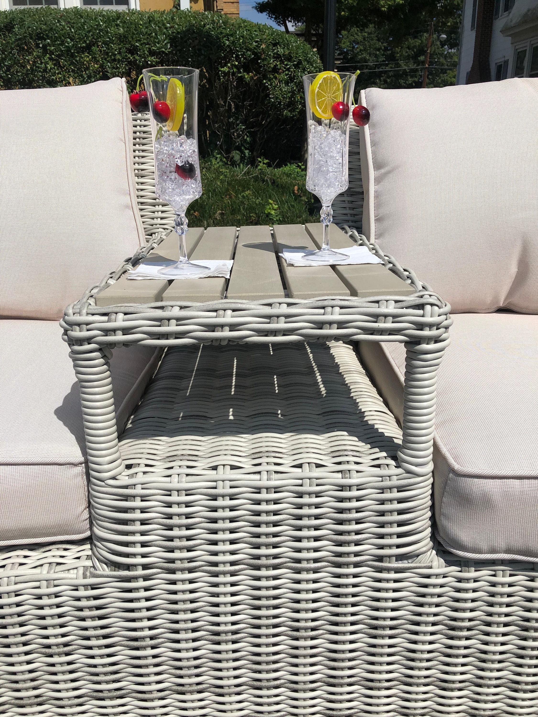 Multicolored Grey and White Wicker Sofa With Dividing Table Etsy