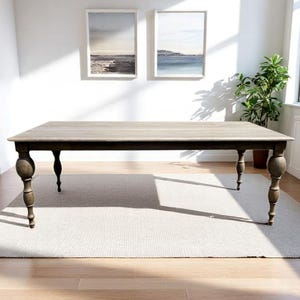Barcelona French Country Long Distressed Rectangle Hand Carved Solid Wood Primitive Country Cottage Large Kitchen Coastal Dining Table