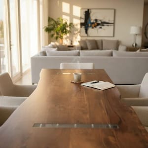 Live Edge Floating Kitchen Dining Table Modern Rectangle Solid Wood Slab Rustic Large