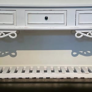 Hand Carved White Console Table: French Country Buffet Server