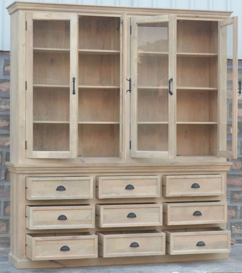 9 Drawer 4 Door Glass Cabinet - Etsy