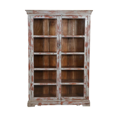 Walnut Display With Glass Doors Vintage Curio Etsy