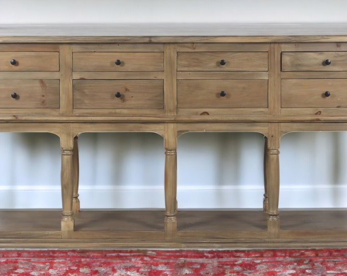 Rustic Farmhouse Open Bottom Shelf Console Table Sideboard Storage 8 ...