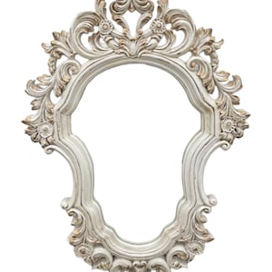 French Country Mirror: Shabby Chic Hand Carved Distressed Gold White