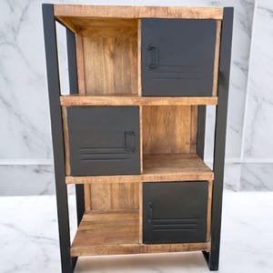 Modern Industrial Iron Wooden 3 Door Bookcase Storage Kitchen Den Living Room Furniture Rustic Display Linen Cabinet
