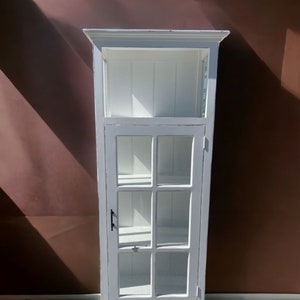 Shabby Chic Glass Door Cabinet: Primitive Linen Storage