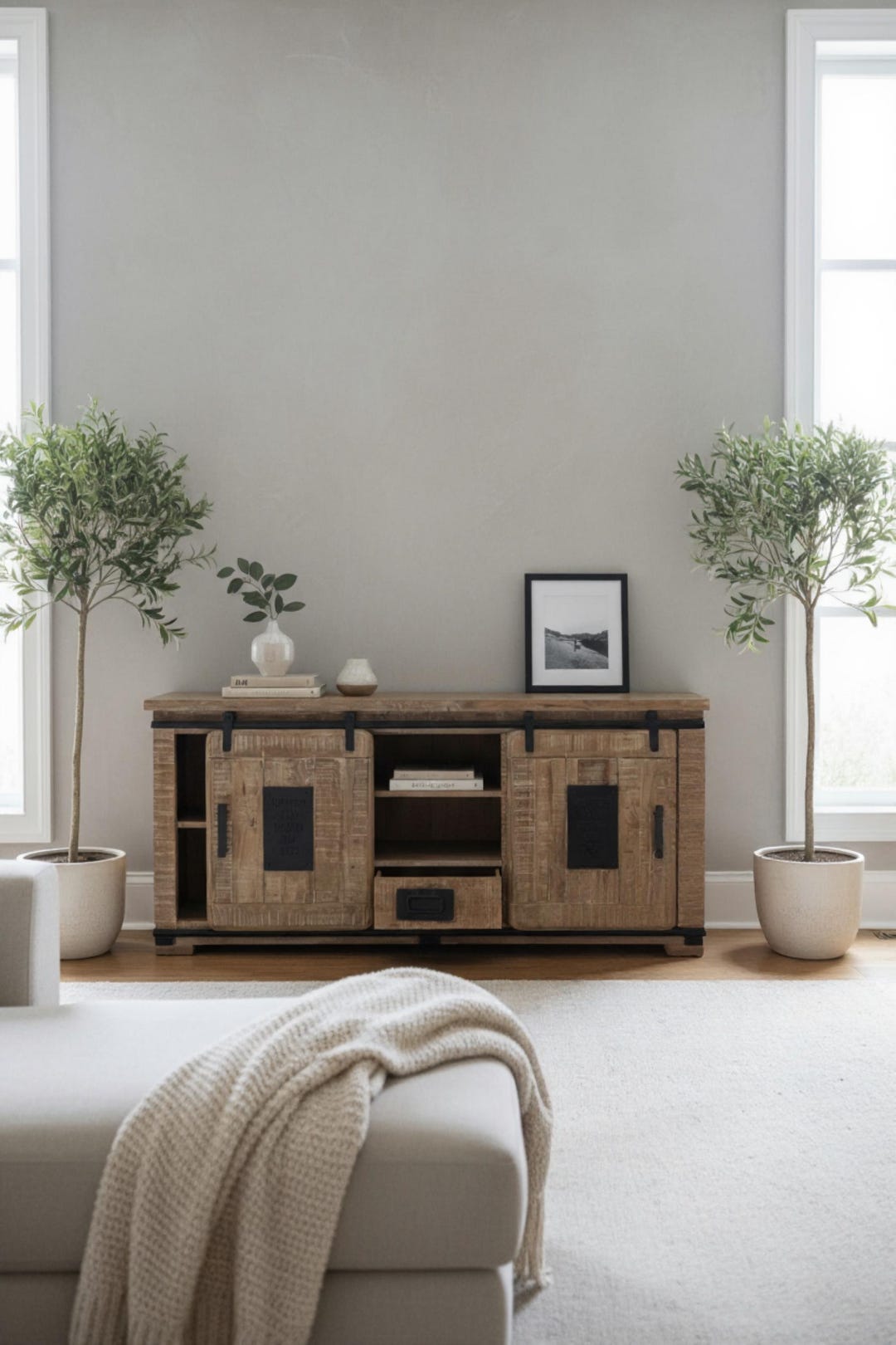 Rustic Media Storage Handcrafted Rustic Media Cabinet - Sliding Door, Industrial Storage - Etsy