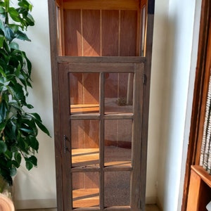 Handcrafted Cape Cod Curio Cabinet: Rustic Farmhouse Glass Display