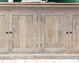 Farmhouse Country 4 Door Sideboard Credenza Buffet Server Entryway Den Dining Room