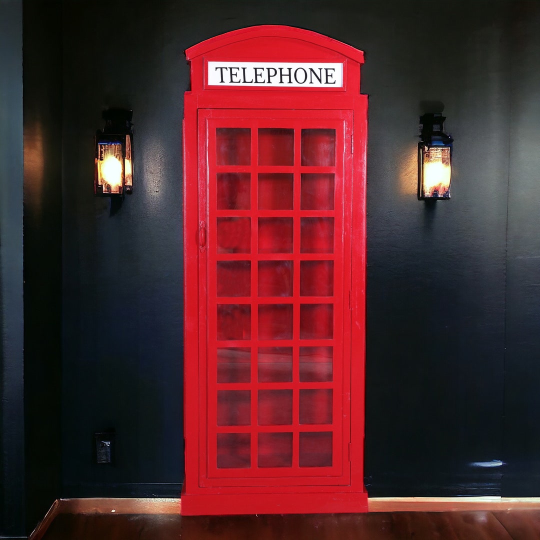 Modern Unique 1 Door Red Telephone Booth Display Case Red Etsy
