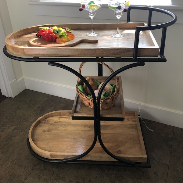 3 Tier Rolling Tray Table Serving Buffet on Wheels