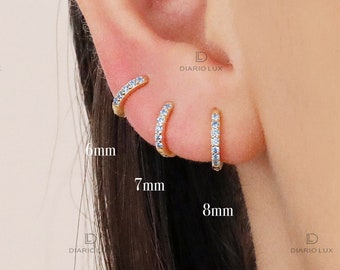 Boucles d’oreilles Zircon Huggie Hoop, Boucles d’oreilles de tous les jours, Boucles d’oreilles Dangle, Boucles d’oreilles en argent doré, Boucles d’oreilles minimalistes, Cadeau d’anniversaire