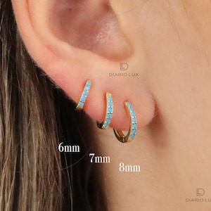 Turquoise Huggie Hoop Earrings, Everyday Earrings, Dangle Earrings, Gold Earrings, Silver Earrings, Minimalist Earrings, Birthday Gift