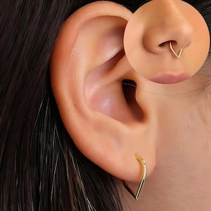 Drops shaped Shinny Septum 18G clicker Hoop, Nose Ring, Conch Hoop, Hoop Earring, cartilage hoop  • Daith Hoop • Tragus Hoop • Rook Hoop