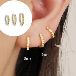 Topaz Huggies Hoop Earrings, Everyday Earrings, Dainty Earrings, Gold Earrings, Silver Earrings, Minimalist Earrings, Birthday Gift