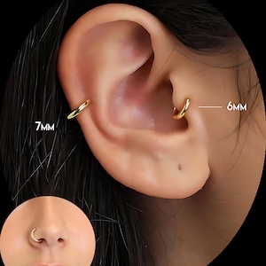 Shinny Shank Septum 18G clicker Hoop, Nose Ring, Conch Hoop, Hoop Earring, cartilage hoop  • Daith Hoop • Tragus Hoop • Rook Hoop