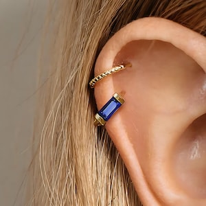 18G Sapphire Cartilage Hoop Earrings • tragus earrings • tiny hoop earrings • cartilage hoop earrings • helix hoop • small hoop