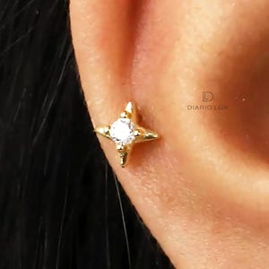 Delikatny Gwiazdkowy Płaski Tył Labret, Kolczyki Chrząstki, Kolczyk Tragus, Kolczyk Helix, Kolczyk Płaski Tył, Srebro Sterling 925, Minimalistyczny Kolczyk