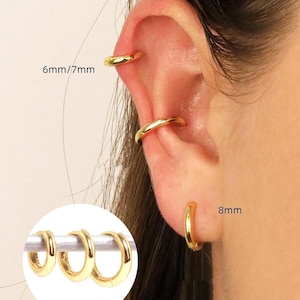 Round edged Cartilage Hoop Earring • gold tragus earrings • helix hoop • conch hoop • cartilage earrings • small hoop earrings • tiny hoop