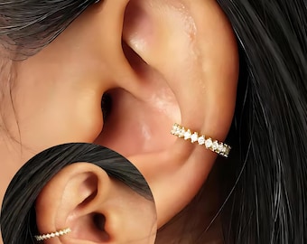Paved 18G Clicker Hoop: Sterling Silver Nose Ring, Conch, Tragus, Rook