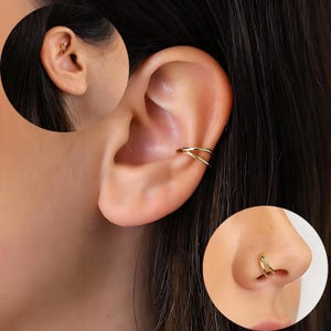Shinny double hoops Septum 18G clicker, Nose Ring, Conch Hoop, Hoop Earring, cartilage hoop  • Daith Hoop • Tragus Hoop • Rook Hoop