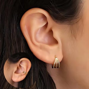 Shinny Septum tri hoops 18G clicker, Nose Ring, Conch Hoop, Hoop Earring, cartilage hoop  • Daith Hoop • Tragus Hoop • Rook Hoop