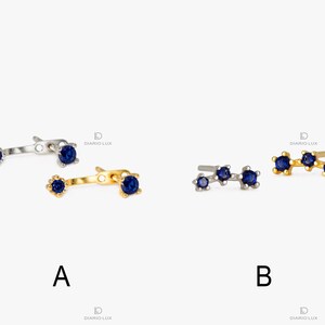 Sapphire Stud Ear Jacket Earrings, Everyday Earrings, Ear Climbers, Gold Earrings, Silver Earrings, Minimalist Earrings, Birthday Gift image 4