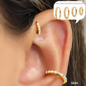Matched paved stone Septum 18G clicker Hoop, Nose Ring, Conch Hoop, Hoop Earring, cartilage hoop  • Daith Hoop • Tragus Hoop • Rook Hoop
