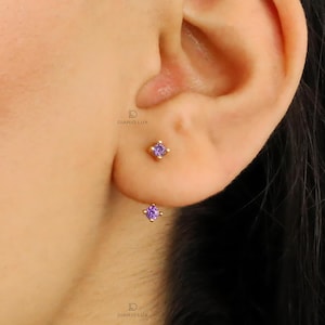 Amethyst Ohrstecker-Jacken-Ohrringe: 925 Sterling Silber Lobe Ohrringe