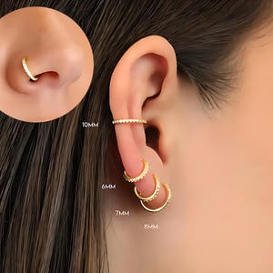 Paved Septum 18G clicker Hoop, Nose Ring, Conch Hoop, Hoop Earring, cartilage hoop  • Daith Hoop • Tragus Hoop • Rook Hoop