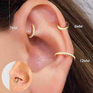 Paved Septum 18G clicker Hoop, Nose Ring, Conch Hoop, Hoop Earring, cartilage hoop  • Daith Hoop • Tragus Hoop • Rook Hoop