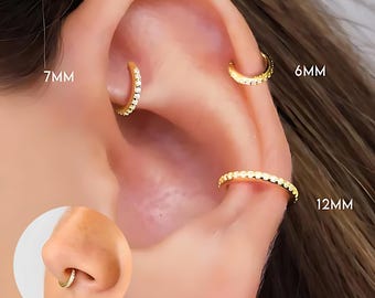 Paved 18G Septum Clicker: Sterling Silver Daith Hoop