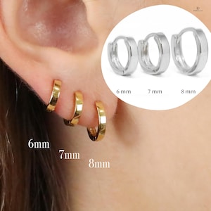 Square Edged Huggie Hoop Earrings, Everyday Earrings, Dainty Earrings, Gold Earrings, Silver Earrings, Minimalist Earrings, Birthday Gift
