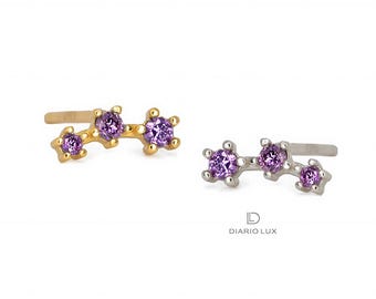 Boucles D'oreilles Clous En Améthyste - Fermoirs En Argent 925 - Neuf Avec étiquettes - Violet