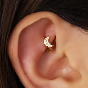 18G Moon Cartilage Hoop Earrings • celestial tragus earrings • tiny hoop earrings • cartilage hoop earrings • helix hoops • small hoops