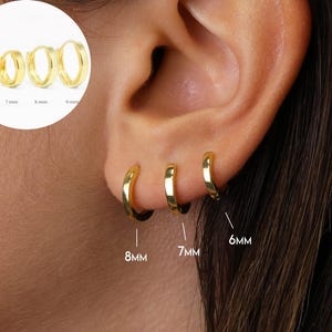 Sterling Silver Huggies Hoop Earrings: Square Edged, 18G Post